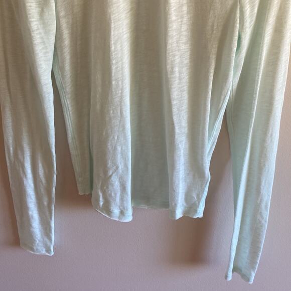 NWT Free People Caroline Mock Turtleneck Smocked Top Iced Aqua Mint Top - Picture 4 of 9